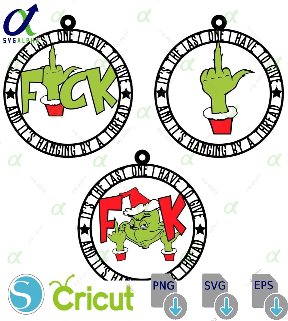 Funny Grinch Christmas Ornament Svg Rude Middle Finger Xmas Clipart Digital Download